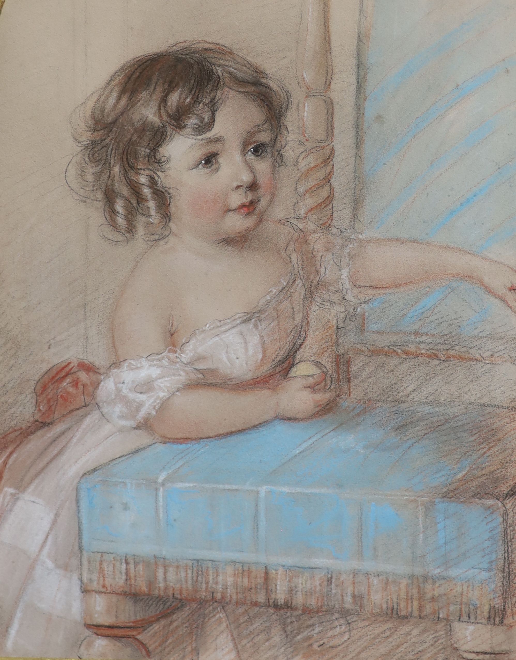 Charles Landseer (1799-1879), Portrait of 'Bessie, Maud, three and a half years', pastel, 30.5 x 21cm